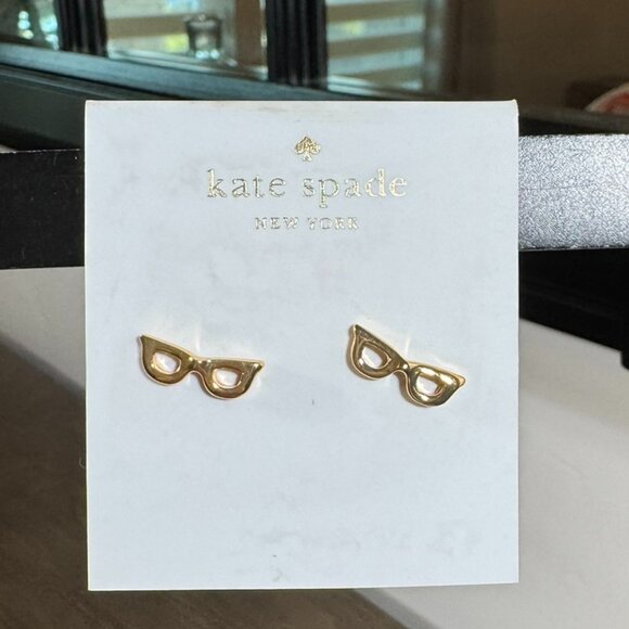 Kate Spade Gold Glasses Stud Earrings – “Lookout” 12K Plated NWOT - Picture 3 of 4